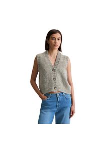 Marc O'Polo Marc O'Polo DENIM, Damen, Strickweste &raquo;cropped aus kuscheligem Schurwolle-Alpaka-Mix&laquo; entspannter Schnitt mit tiefem V-Ausschnitt, Stone Melange, L, 