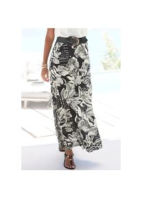Vivance, Damen, Maxirock mit Alloverprint, Sommerrock, casual, schwarz-creme bedruckt, 36, schwarz-creme bedruckt, Breiter Gummibund