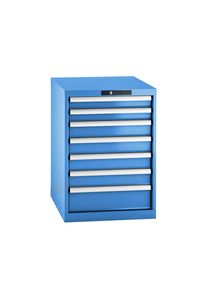 LISTA Ladenkast, plaatstaal, h x b = 800 x 564 mm, 7 laden, lichtblauw