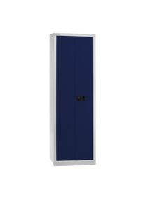 Bisley UNIVERSAL vleugeldeurkast, h x b x d = 1950 x 600 x 400 mm, 4 legborden, 5 ordnerhoogtes, lichtgrijs/oxfordblauw