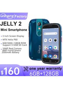 Unihertz Jelly 2 Small Smartphone, Helio P60 Octa Core, Android 11, 6GB + 128GB, 16MP, 2000mAh Battery, Dual SIM Mobile Phone