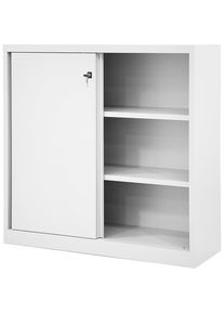 Bisley Armario de puertas correderas ECO, 2 baldas, 3 pisos de archivadores, blanco tráfico
