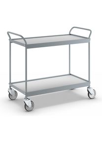 Carrito de servicio, cama 990 x 545 mm, carga máx. 150 kg, 2 pisos, 4 ruedas de maniobra
