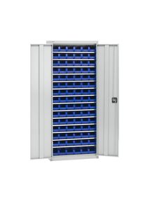 eurokraft pro Materiaalkast met magazijnbakken, hoogte 1575 mm, 14 legborden, lichtgrijs