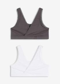 Reggiseno bustier double face con cotone biologico morbido (pacco da 2), Bianco, Taglia 46/48 (M), bonprix