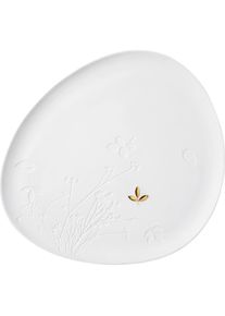 Räder Räder 14133 ZUHAUSE - Teller - Porzellanteller - Blatt - weiss/Gold - Porzellan - 34x30x1,5cm, Teller, Gold