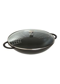 Staub Spécialités 37 cm, Wok avec couvercle en verre, Noir mat