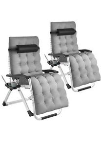 TecTake Tumbona CLOUD plegable y ajustable sin escalas - gris claro, Juego de 2 - 406113