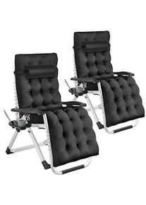 TecTake Tumbona CLOUD plegable y ajustable sin escalas - negro, Juego de 2 - 406112