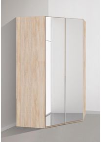 wimex Eckkleiderschrank »New York« mit Spiegeltüren und LED Leuchte in braun, Größe B/H/T: 90 cm x 208 cm x 56 cm