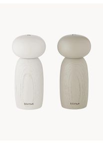 Blomus Molinillo de sal y pimienta de madera de fresno Moli, 2 uds. Beige, Blanco Madera maciza, Madera Ø 6 x Al 13 cm