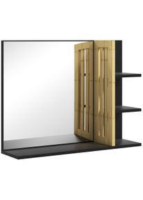 HOMCOM Bathroom Mirror with Shelf, Wall-mounted Makeup Mirror, Modern Vanity Mirror with 4 Storage Shelves for Make Up, Black| Aosom Ireland