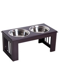 PawHut Large Stainless Steel Pet Feeder, 58.4Lx30.5Wx25.4H cm, Elevated Design for Comfort, Brown | Aosom Ireland