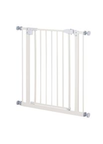 PawHut Pet Metal Safety Gate Pressure Fitted Stair Barrier for Dog Expandable Fence w/ Auto-Close Door Double Locking System 74-84cm White | Aosom Ireland