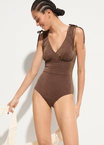 Maillot 1 pièce sculptant brillant maintien léger - marron - taille 54 - bonprix
