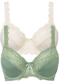 Lot de 2 soutiens-gorge à armatures et dentelle - vert - taille 110E - bonprix