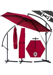 Kingsleeve Parasol świetlny czerwony aluminiowy Ø300cm Ochrona UV 50+ z osłoną przeciwwiatrową + pokrowiec