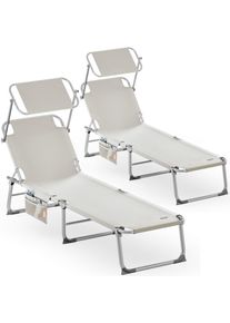 Casaria Ligbed Ibiza 2 stuks Crème Alu Zonnescherm