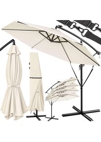Kingsleeve Zweefparasol LED Crème Mali Ø350cm UV-bescherming 80+ met windbescherming + hoes