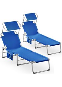 Casaria Ligbed Ibiza 2 stuks Blauw Alu Zonnescherm
