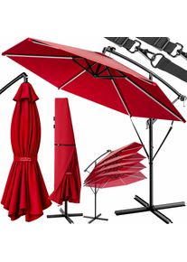 Kingsleeve Zweefparasol LED Rood Mali Ø350cm UV-bescherming 80+ met windbescherming + hoes
