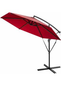 Kingsleeve Zweefparasol Rood Alu Ø300cm UV-bescherming 50+ met windbescherming