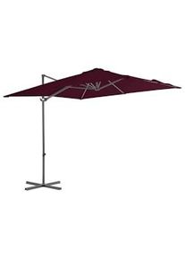 vidaXL Sombrilla jardín voladiza palo de acero burdeos 250x250 cm