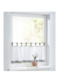 Kutti , Scheibengardine »Cottage Panneau«, (1 St.), Kurzgardine Karo, Baumwolle, Schlaufen , grau,weiß , 35 cm