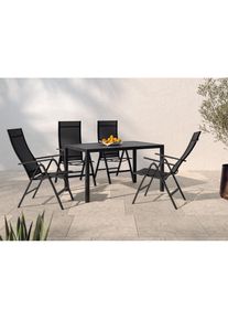 Konifera , Garten-Essgruppe » »Messina««, (Set, 5 tlg., 4x Sessel, Tisch 90x160x75 cm, Aluminium, Textilgewebe), Tisch 90x160x75 cm, 4 Stühle ,...