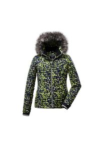 Killtec , Kinder , Skijacke »KSW 54 GRLS SKI JCKT« Leoprint Skijacke, wasser- und winddicht, abnehmbare Kapuze , limette , 176 , 176 , Skijacke mit...