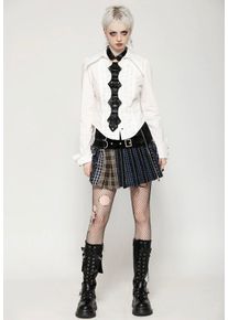Dark In Love - Colorful Plaid Patchwork Leather-Waist - Spódnica - wielobarwny - XS - 100% bawełna,Bawełna