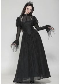 Dark In Love - Black Negative Gothic Spiderweb Patchwork Princess Sleeve - Sukienka - czarny - S - gid://shopify/Metaobject/130265612525,Syntetyki