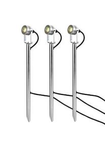 Licht-Erlebnisse Set di faretti da giardino LILDRA Alluminio anodizzato Set di 3 con picchetto a terra e cavo IP54 LE57467