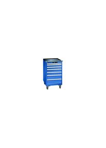 LISTA Ladekast, verrijdbaar, b x d x h = 564 x 725 x 990 mm, 7 laden, gentiaanblauw