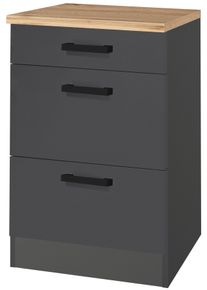 Kochstation Unterschrank »KS-Toronto« in schwarz, Größe B/H/T: 50 cm x 85 cm x 60 cm