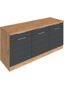 Kochstation Unterschrank »KS-Luhe« 180 cm breit in grau, Größe B/H/T: 180 cm x 86 cm x 60 cm