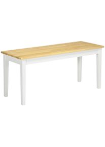HOMCOM Wood Bench 2 Seater Solid Wooden Bench in Garden, Kitchen, Living Dining Room, Natural Wood Effect, White | Aosom Ireland