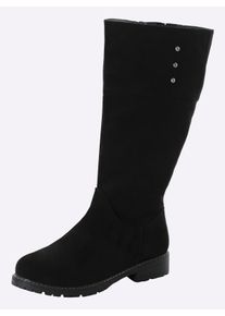 sheego Damen Weitschaftstiefel mit Ziernieten und Blockabsatz in schwarz ,Größe 40, Witt, 100% Polyester