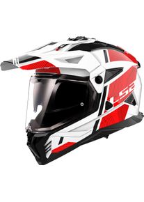 LS2 MX702 Pioneer II Hill, casco enduro , colore: Bianco/Rosso , dimensione: XXL
