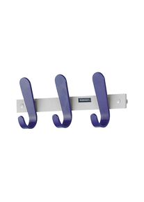 Garderobenleiste, 3 Mantelhaken, HxBxT 130 x 360 x 60 mm, VE 2 Stück, Hakenfarbe Blau eurokraft pro