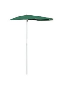 vidaXL Sombrilla de jardín semicircular con palo verde 180x90 cm