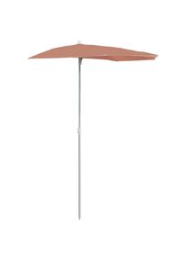 vidaXL Sombrilla de jardín semicircular con palo terracota 180x90 cm
