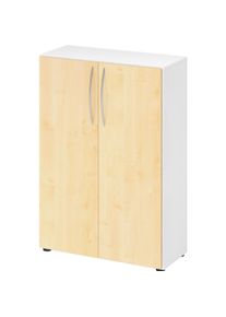 Hammerbacher, Aktenschrank, Schrank 3 OH, 34,6cm tief BM Weiss/Ahorn