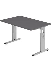 Hammerbacher, Schreibtisch, Schreibtisch C-Fuss 120x80cm Graphit/Silber (120 x 80 cm)