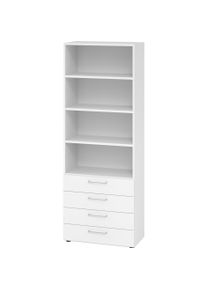 Hammerbacher, Aktenschrank, Regal 6OH, 4 Schübe, BS Weiss/Weiss