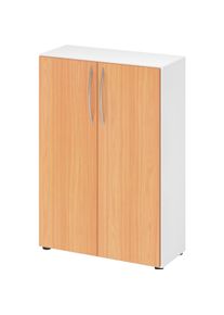 Hammerbacher, Aktenschrank, Schrank 3 OH, 34,6cm tief BM Weiss/Buche