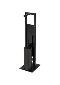 Wenko , WC-Garnitur »Rivalta«, aus Stahl-Glas-Polypropylen, schwarz, 3 in 1 Standgarnitur , schwarz