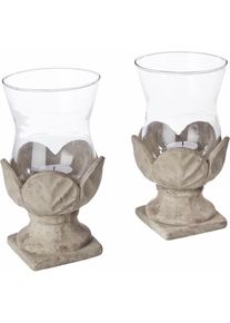 Home Affaire , Windlicht »Antik-Windlicht«, (Set, 2 St.) , grau