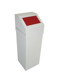 Afvalbak voor kringloopmateriaal van staal, inhoud 65 l, met rode deksel