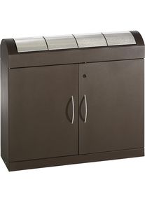 Afvalbak voor kringloopmateriaal aspect plus, met roestvaststalen klapdeksels, 4 x 45 l, h x b x d = 975 x 1100 x 320 mm